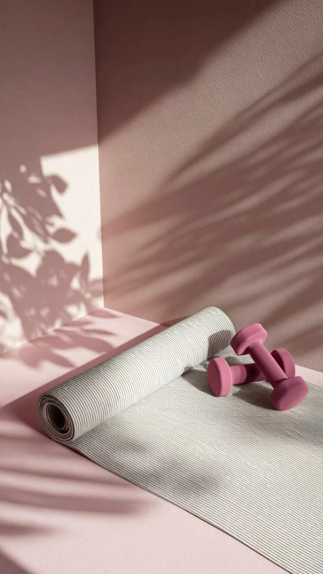 Woman stretching on a mat in a bright, calm space